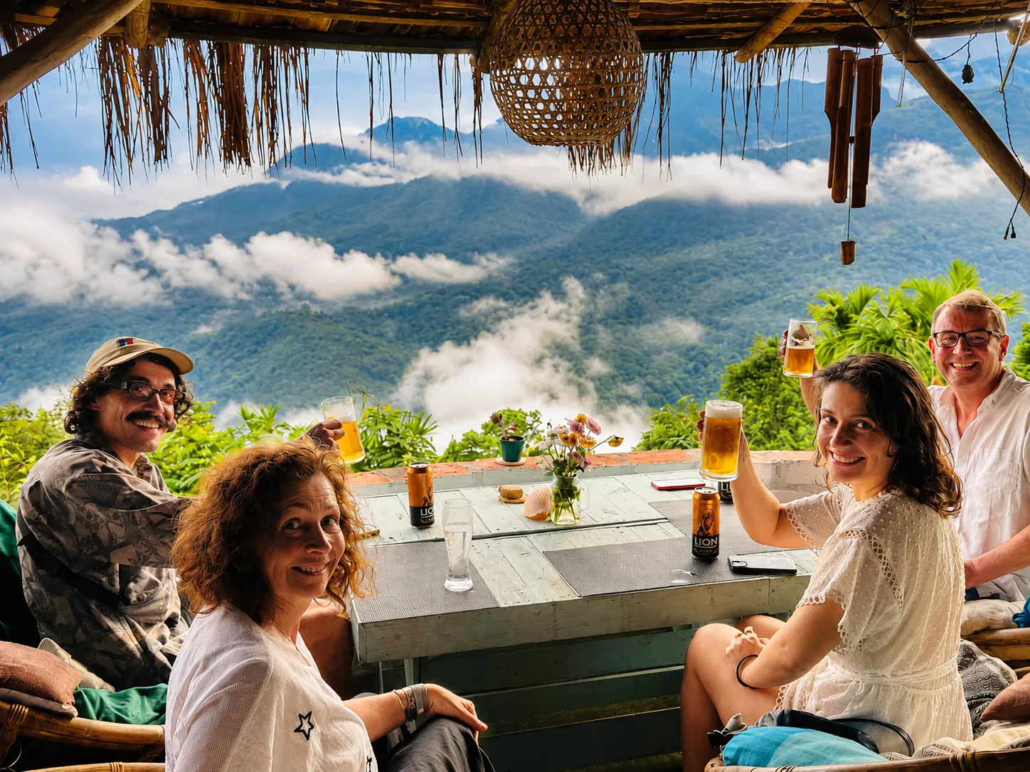 People enjoying the mountain view
